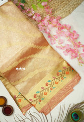 Janhvi - Banarasi crushed tissue meenakari border - Peach pink