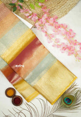 Janhvi - Banarasi crushed tissue saree candy cotton colors - Yellow border