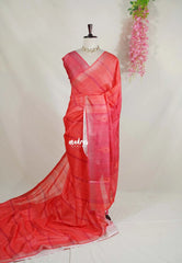 Peach Red - Jasmine - Fancy Jute with Small Border - Perfect for Office Wear | Casual Wear