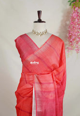 Peach Red - Jasmine - Fancy Jute with Small Border - Perfect for Office Wear | Casual Wear