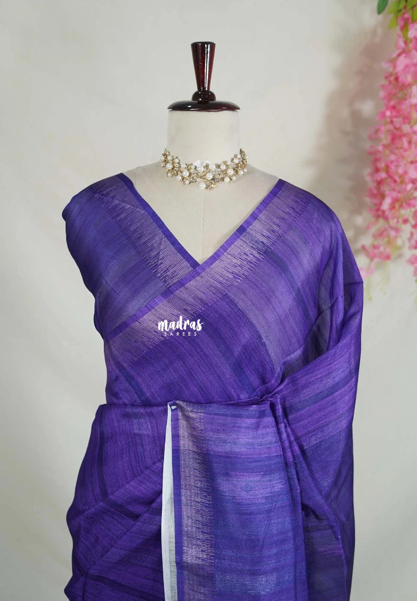 Rich Purple - Jasmine - Fancy Jute with Small Border - Perfect for Office Wear | Casual Wear