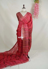 Reddish Maroon - Jasmine - Fancy Jute with Small Border - Perfect for Office Wear | Casual Wear