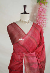 Reddish Maroon - Jasmine - Fancy Jute with Small Border - Perfect for Office Wear | Casual Wear