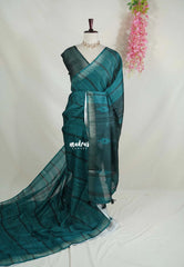 Dark Teal Green - Jasmine - Fancy Jute with Small Border - Perfect for Office Wear | Casual Wear