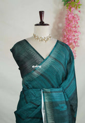 Dark Teal Green - Jasmine - Fancy Jute with Small Border - Perfect for Office Wear | Casual Wear