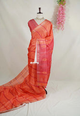 Peach Orange - Jasmine - Fancy Jute with Small Border - Perfect for Office Wear | Casual Wear