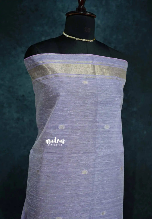 Pastel Lavender - Premium Jute Silk Saree with Zari Detailing – Handcrafted Elegance