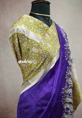 Violet purple - Premium printed silk kalamkari design