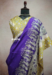 Violet purple - Premium printed silk kalamkari design