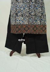 Jet Black with Multicolor - Aavani - Kalamkari Pure Cotton Readymade Kurti Set with Real Ajrakh Mirror Work - Perfect for Office Wear | Casual Days | Everyday wear