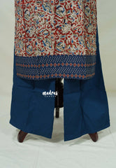 Reddish Maroon with Floral Prints - Aavani - Kalamkari Pure Cotton Readymade Kurti Set with Real Ajrakh Mirror Work - Perfect for Office Wear | Casual Days | Everyday wear