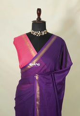 Jamun Purple - Kalanjali Soft Chanderi Silk with Contrast Blouse Combo - Perfect for Office Wear