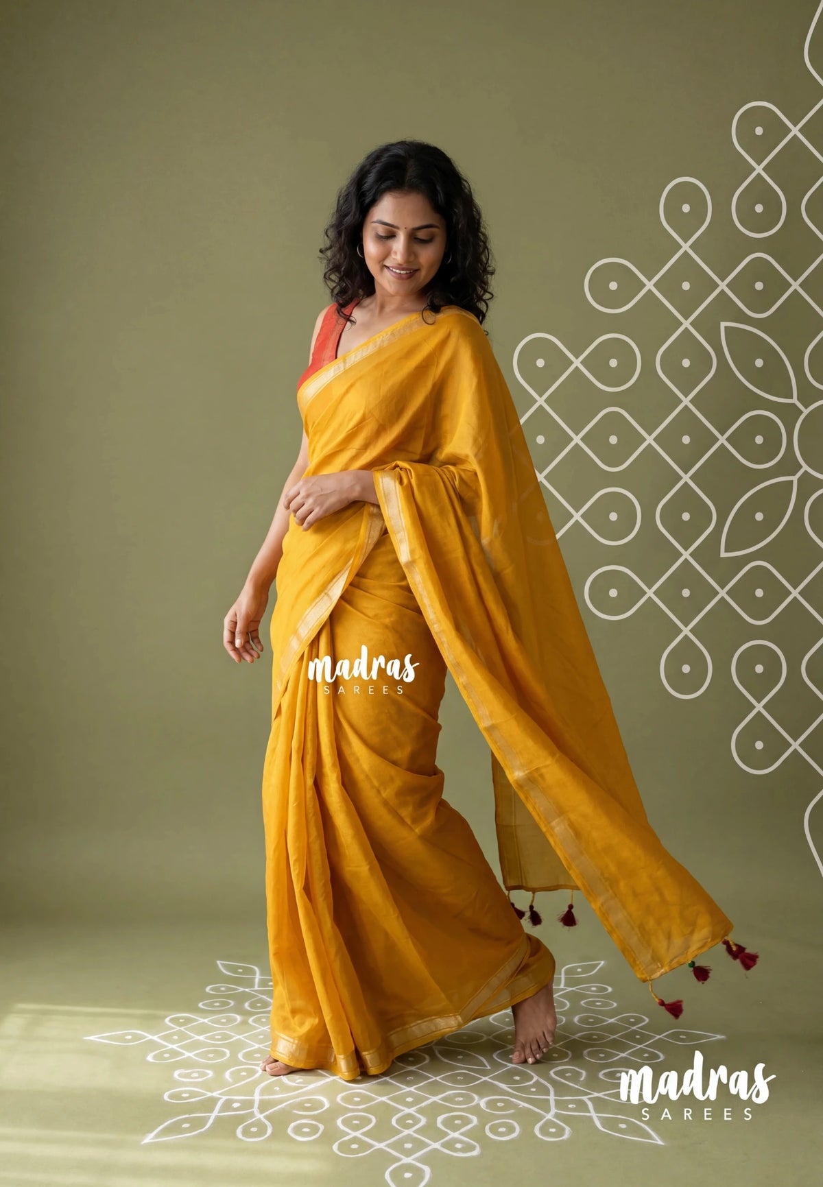 Mustard Glow - Kalanjali Soft Chanderi Silk with Contrast Blouse Combo - Perfect for Office Wear