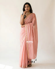 Muted Blush Pink - Kalanjali Soft Chanderi Silk with Contrast Blouse Combo - Perfect for Office Wear