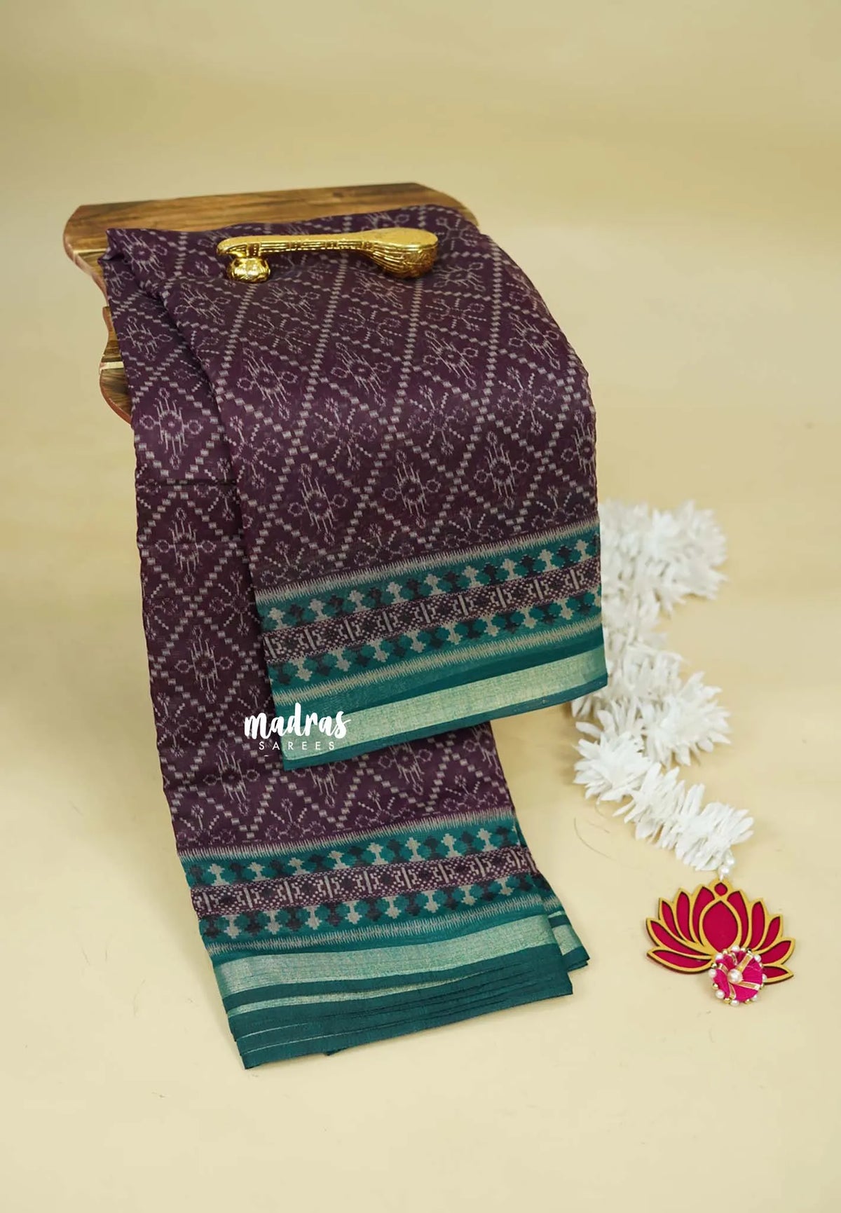 Wine Plum - Kalanjali Soft Chanderi Silk with Ajrakh Prints