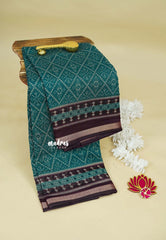 Teal Green - Kalanjali Soft Chanderi Silk with Ajrakh Prints