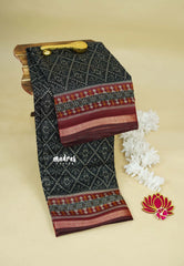 Black - Kalanjali Soft Chanderi Silk with Ajrakh Prints