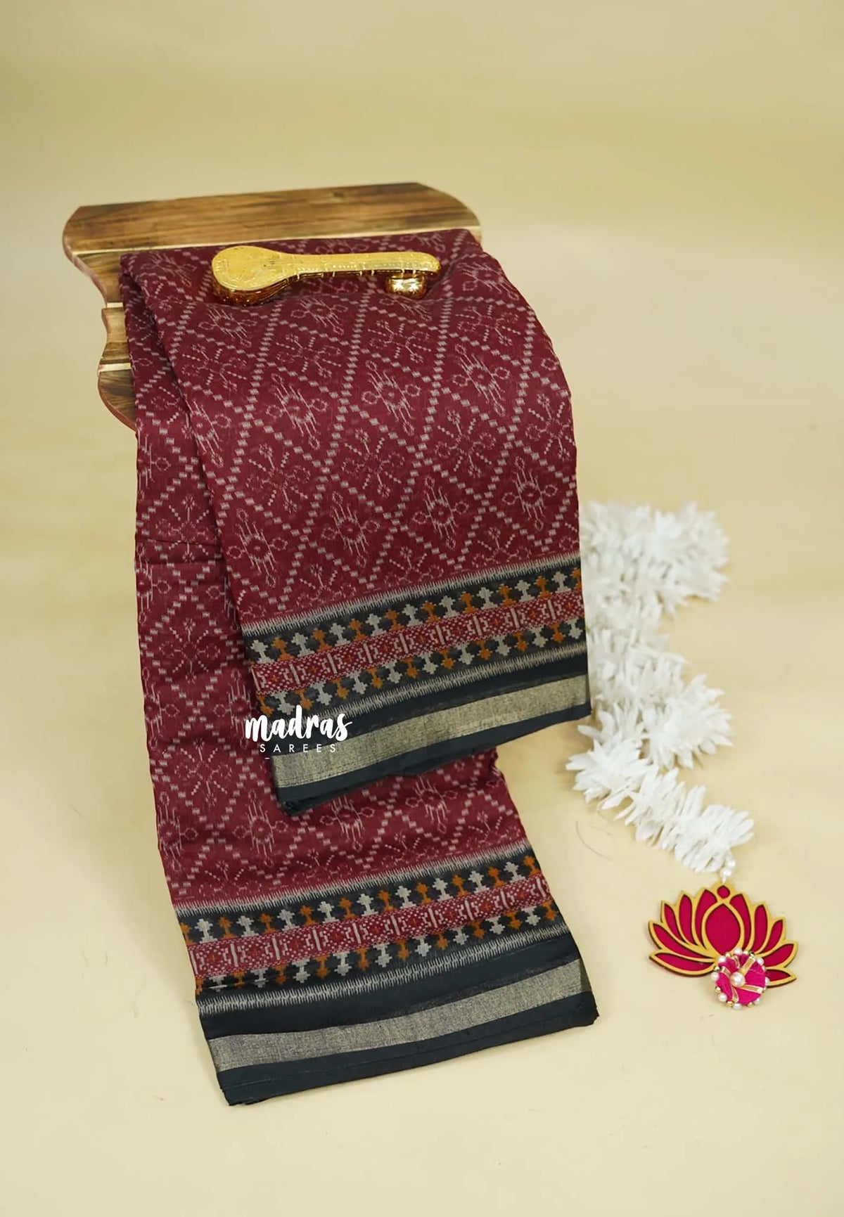 Majestic Maroon - Kalanjali Soft Chanderi Silk with Ajrakh Prints