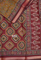 Honey Brown - Kalanjali Soft Chanderi Silk with Ajrakh Prints