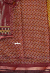 Magic Mustard Yellow - Kalanjali Soft Chanderi Silk with Ajrakh Prints