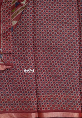 Navy Blue - Kalanjali Soft Chanderi Silk with Ajrakh Prints