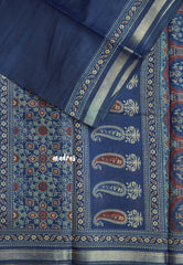 Midnight Blue - Kalanjali Soft Chanderi Silk with Ajrakh Prints