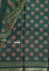 Deep Bottle Green - Kalanjali Soft Chanderi Silk with Ajrakh Prints