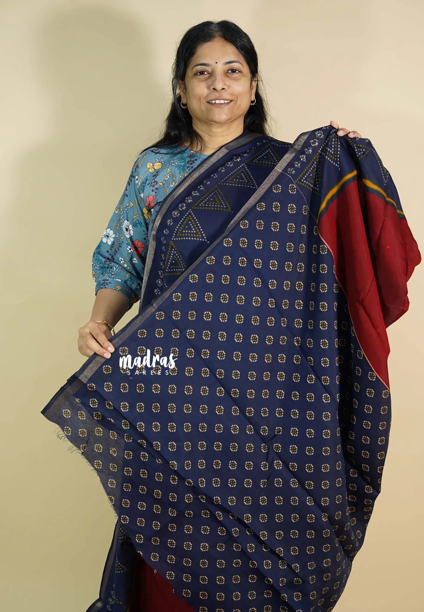 Majestic Maroon - Kalanjali chanderi cotton with bhandani prints