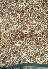 Sap green - Kalanjali chanderi Printed silk with kalamkari floral prints