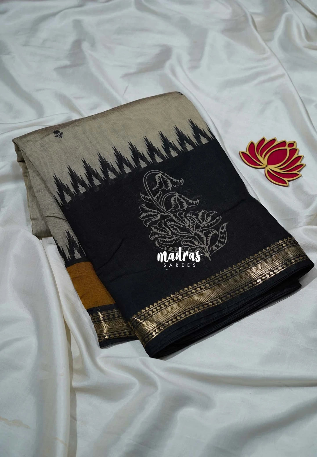 Greyish Beige & Mustard Yellow - Kalanjali Chanderi Silk with Contrast Pallu and Blouse  - Best for Small Functions | Casual Wear