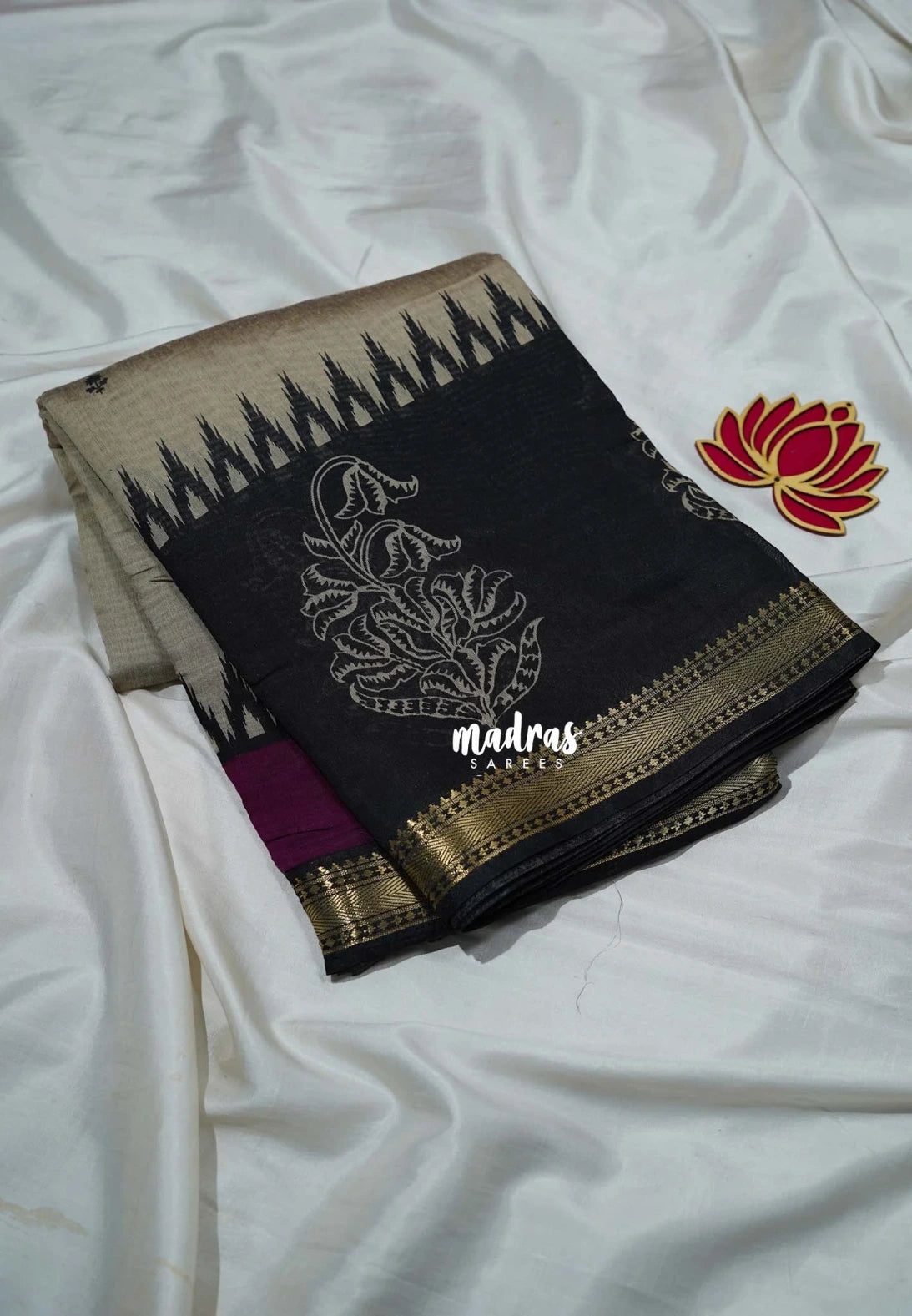 Greyish Beige & Magenta Purple - Kalanjali Chanderi Silk with Contrast Pallu and Blouse  - Best for Small Functions | Casual Wear