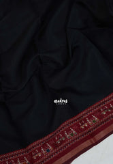Jet Black - Kalanjali  Soft Chanderi Silk with Warli Prints Border Contrast Pallu and Blouse - Best for Office Wear | Casual Wear