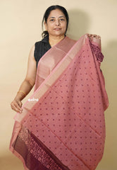 Pastel Rosewood Pink - Kalanjali chanderi Printed silk with Zari Border