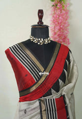 Taupe Grey - Kalanjali Chanderi Silk with Contrast Pallu and Blouse  - Best for Small Functions | Casual Wear