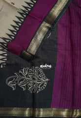 Greyish Beige & Magenta Purple - Kalanjali Chanderi Silk with Contrast Pallu and Blouse  - Best for Small Functions | Casual Wear