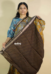 Magic Mustad Yellow - Kalanjali chanderi silk with kalamkari prints and foil mirror work