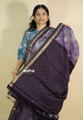Muted Lavender Purple - Kalanjali chanderi silk with kalamkari prints and foil mirror work