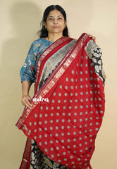 Black - Kalanjali chanderi silk with kalamkari prints with peacock border