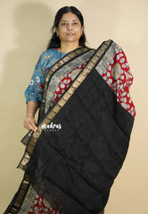 Red - Kalanjali chanderi silk with kalamkari prints with peacock border