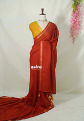 Brick Orange - Kalanjali Soft Chanderi Silk with Contrast Blouse Combo - Perfect for Office Wear