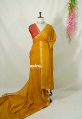 Mustard Glow - Kalanjali Soft Chanderi Silk with Contrast Blouse Combo - Perfect for Office Wear