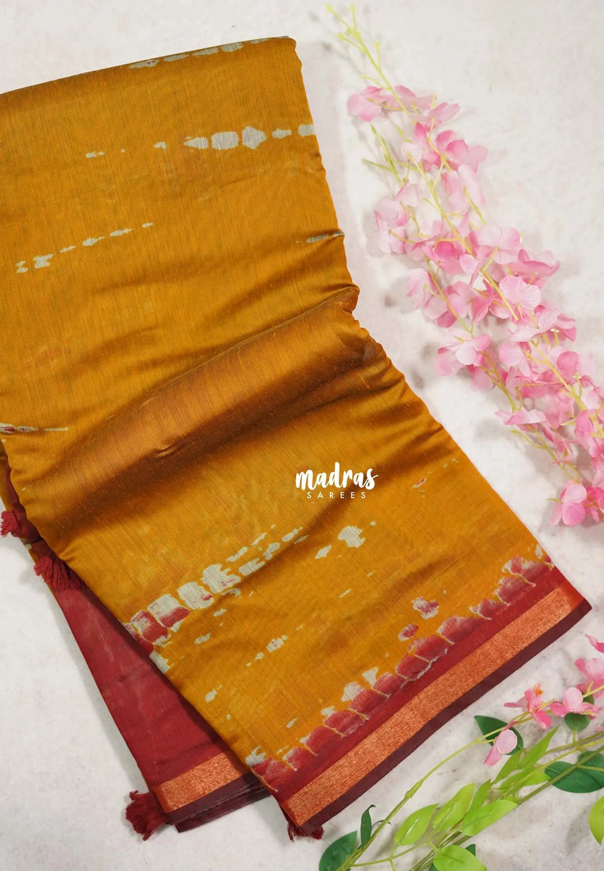 Golden Mustard Yellow - Kalanjali Soft Chanderi Cotton with Shibori Prints - Best for Office Wear | Casual Wear