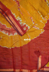 Golden Mustard Yellow - Kalanjali Soft Chanderi Cotton with Shibori Prints - Best for Office Wear | Casual Wear