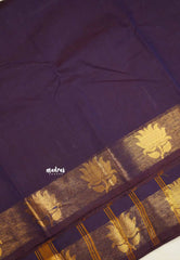 Handmade Karthigai silk cotton with divine lotus weaving border Purple - Kamalam