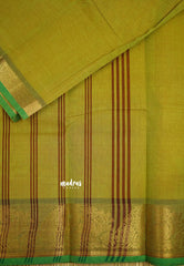 Classic Kanchi cotton Mehendi green with mayil border