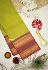 Classic Kanchi cotton rettapet border - Dualshade neon green