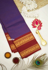 Classic Kanchi cotton rettapet border - Dark violet