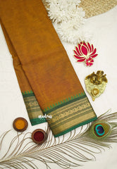 Classic Kanchi cotton mango and temple border - Deep mustard yellow