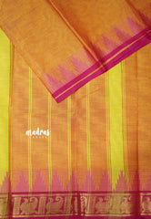 Classic Kanchi cotton with temple border - Orange