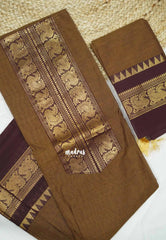Brown - (ONLY TOP AND DUPATTA) Classic kanchi cotton salwar suit